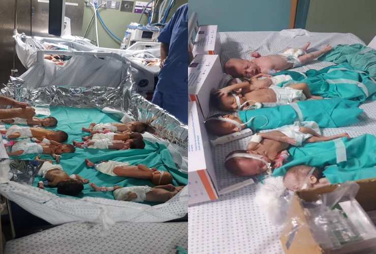 Neonati prematuri fuori dalle incubatrici nell'ospedale al-Shifa di Gaza