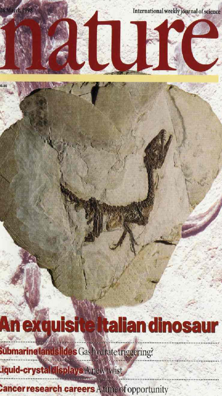 La copertina della rivista Nature con il fossile del dinosauro Ciro